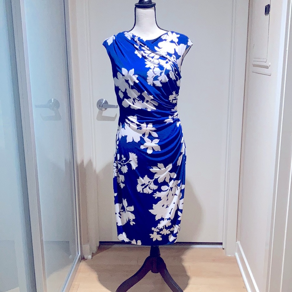 American Living Blue and White Sleeveless floral dress; size 10